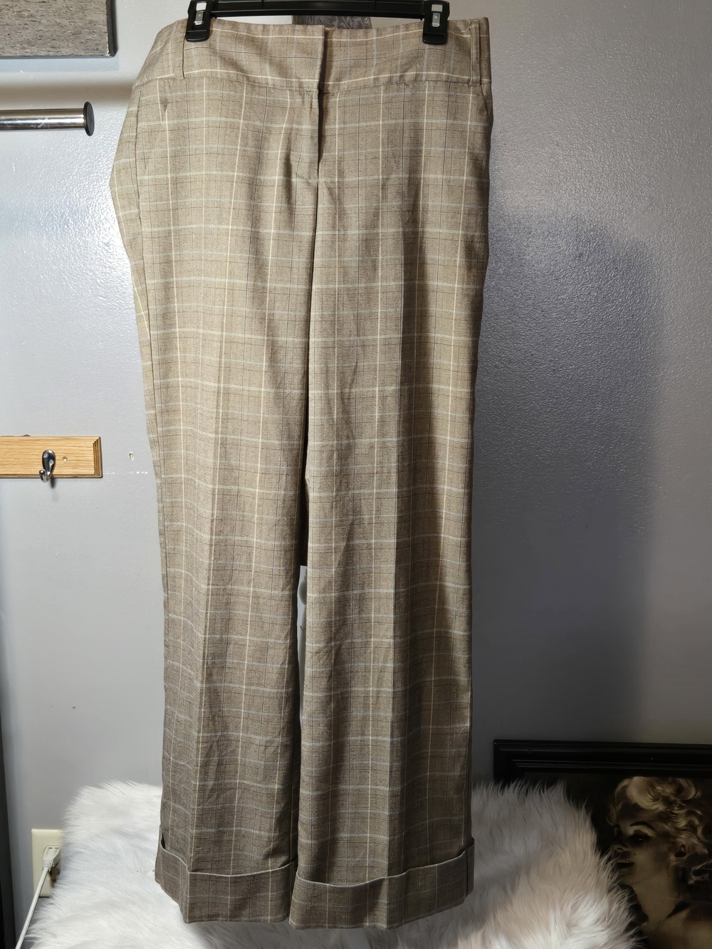 Studio Beige Plaid Women's Dress Pants